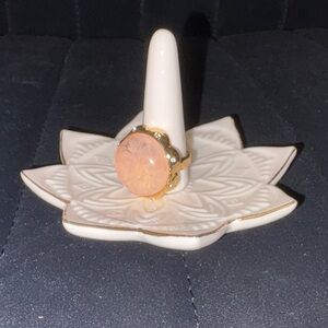 ANTHROPOLOGIE 14K Gold Plated Pink Stone Ring NWT